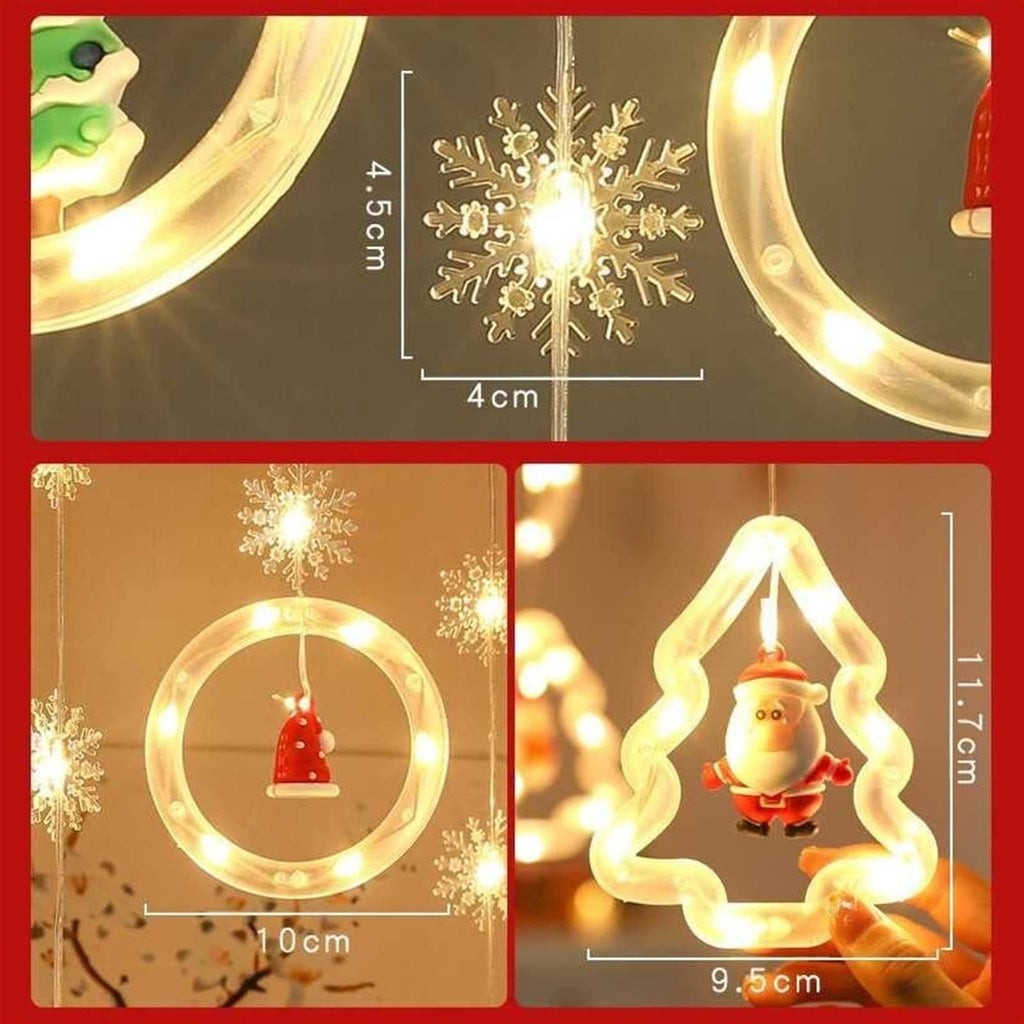 WILLED Christmas String Lights, 120 LED Window Curtain Lights with Christmas Ornaments, 9.8ft USB Powered Warm White Waterproof Fairy Lights Indoor Outdoor for Xmas Tree Patio Garden Party Home Decor