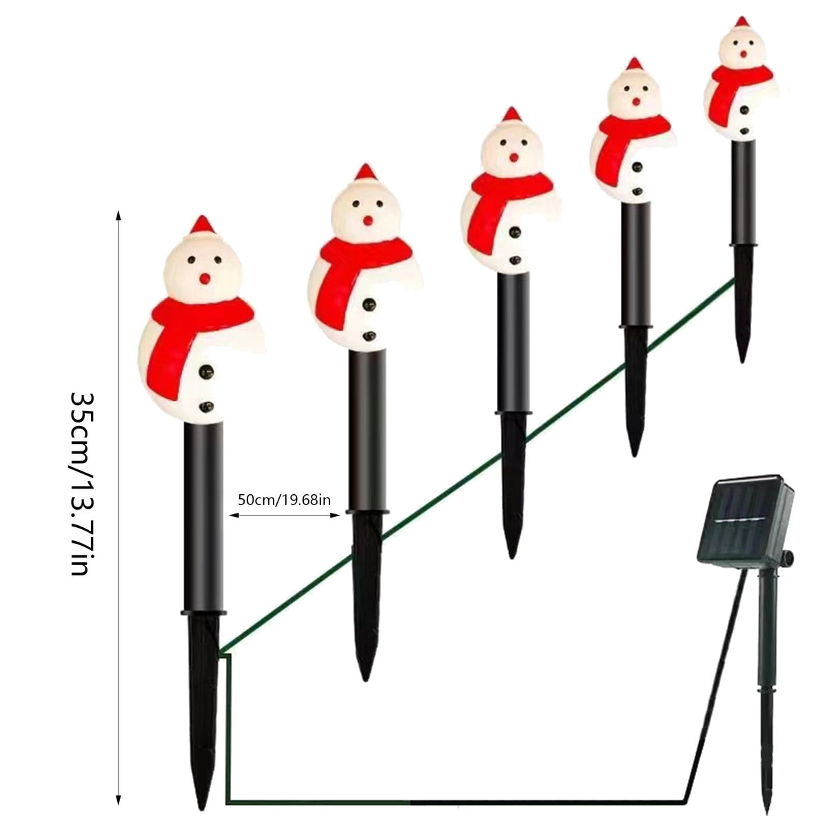 5pcs 13.7in Outdoor Christmas Lights, CXALSSY C9 LED Solar Christmas Lights near Me, IP65 Waterproof Solar Outdoor Christmas Lights for House, XMAS Snowman Decorations