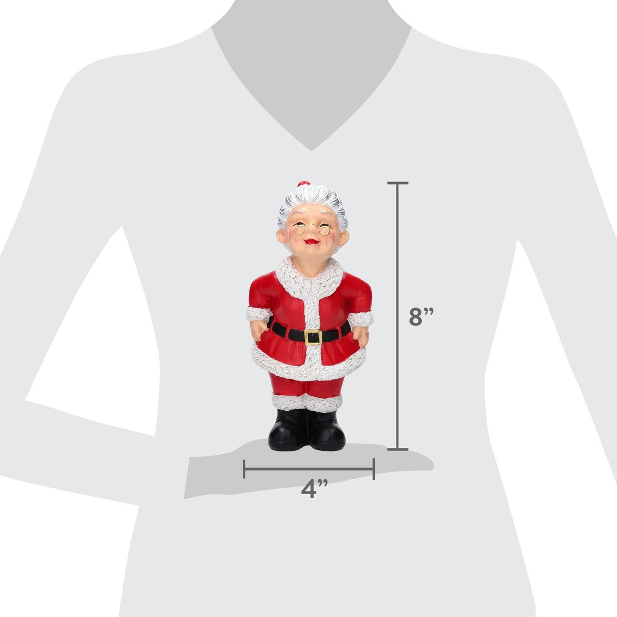 Mrs. Claus Christmas Decoration, Red and White, 8", by Holiday Time