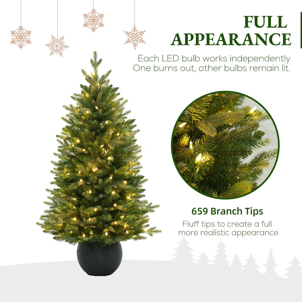 Vivatrees 3FT Potted Christmas Tree Pre-Lit with Warm White LED Lights Artificial Xmas Tree for Living Room Home Office Indoor Holiday Decoration