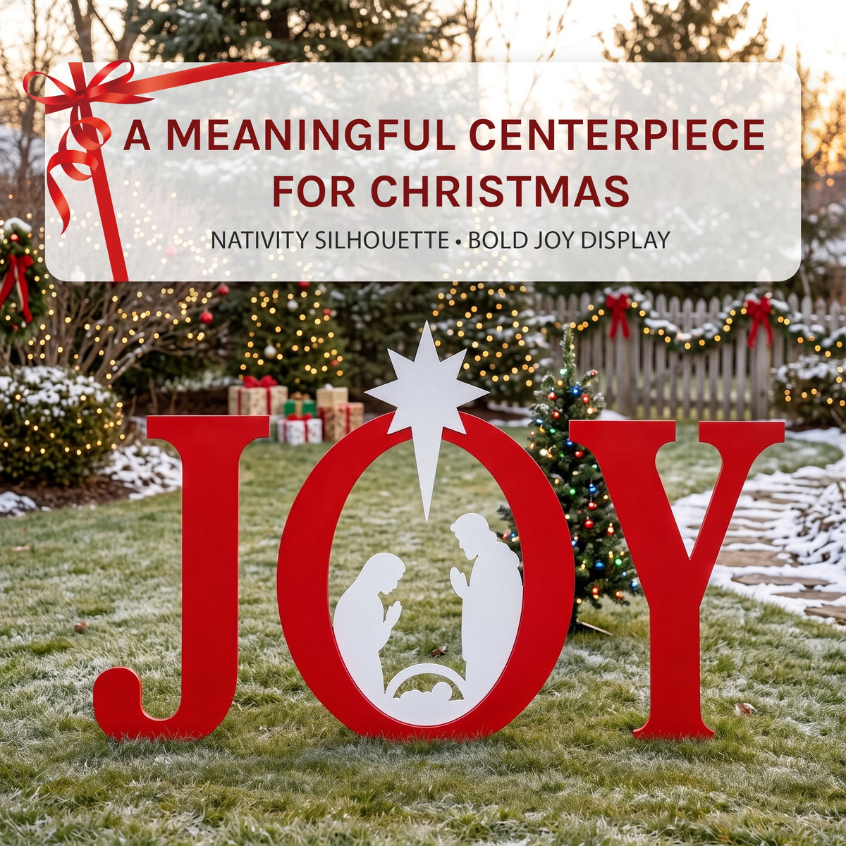 CONCETTA Outdoor JOY Christmas Nativity Decoration for Yard, Red White