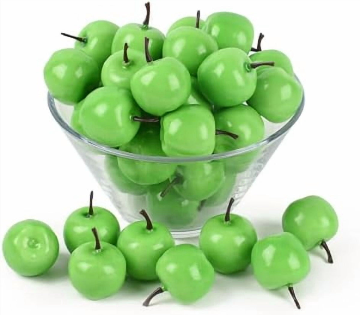 Mini Artificial Apples, 40 Pcs Lifelike Simulation Small Apples Fake Fruits for Home Kitchen Table Basket Christmas Tree Decor Photography Props, Green