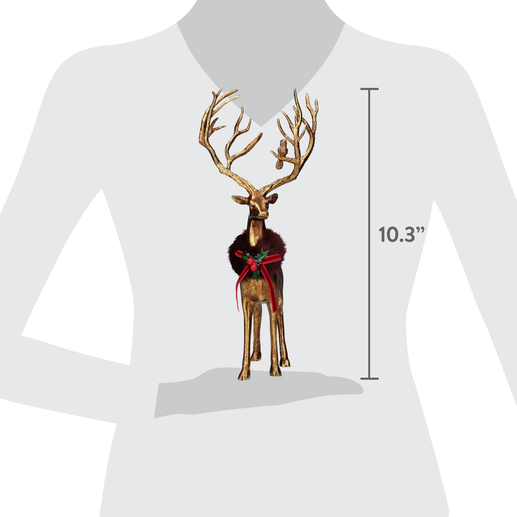 Resin Sitting Deer Christmas Decoration, Gold, 10.3", by Holiday Time