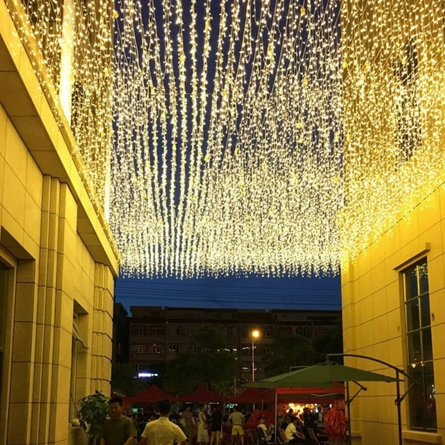 Christmas Icicle Lights Outdoor Decorations 120 LED 13ft Curtain Fairy String Light, Clear Wire LED String Light Indoor Decor for Wedding Party Christmas Holiday Decor