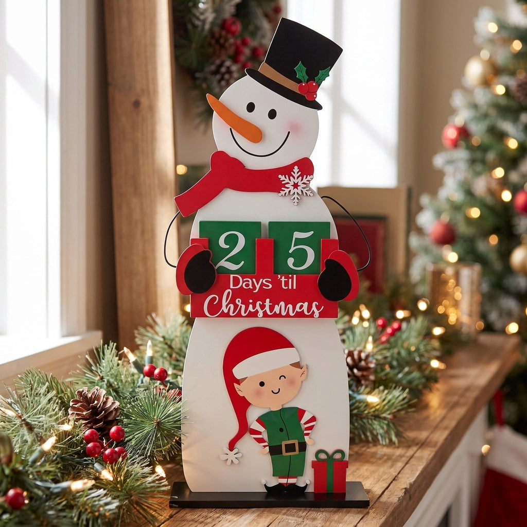 Snowman and Elf Advent Calendar Christmas Decoration, Multicolor, 22", by Holiday Time