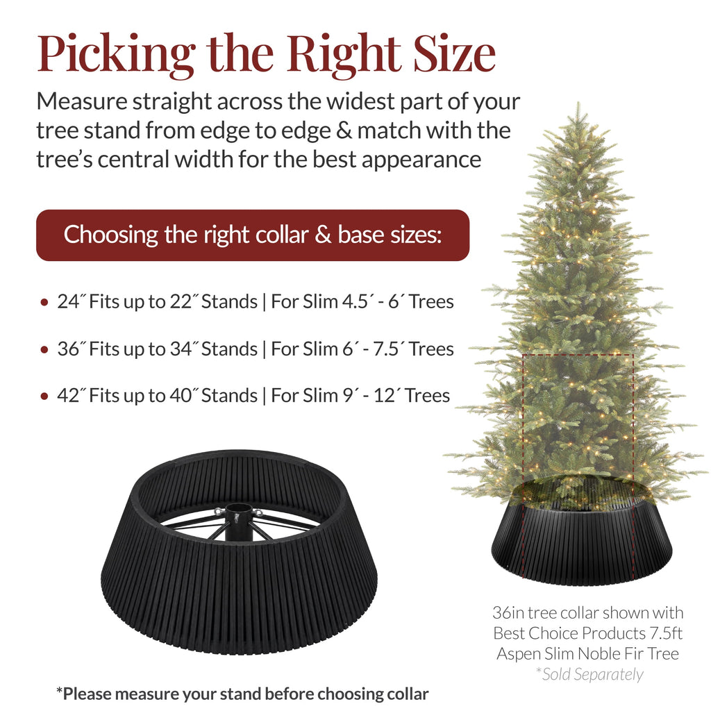 Best Choice Products 36in Christmas Tree Collar, Solid Wood Slatted Tree Skirt Holiday Accessory for Home - Walnut