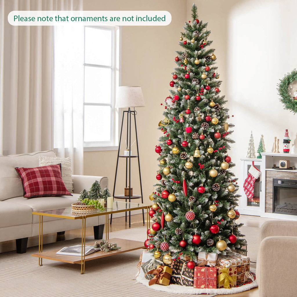 Costway 5 FT Pre-Lit Artificial Christmas Tree with 408 Snowy Branch Tips 250 LED Lights