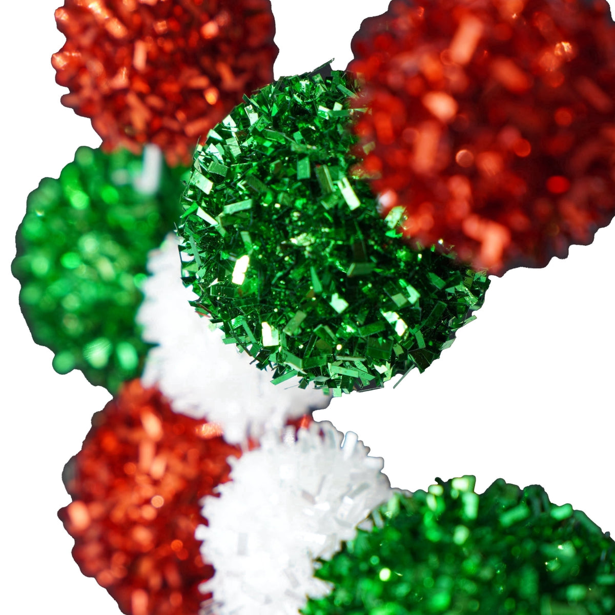 Red/Green/White Tinsel Ball Christmas Clip Ornament, 9.3", by Holiday Time