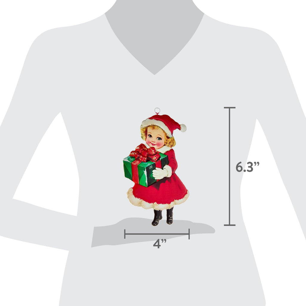 Multicolor Metal Girl with Present Christmas Ornament, 6.3", by Holiday Time