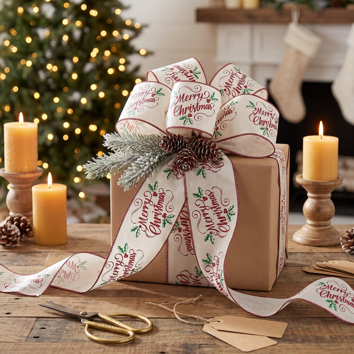 Multicolor Merry Christmas Ribbon, 3.5" x 35', by Holiday Time
