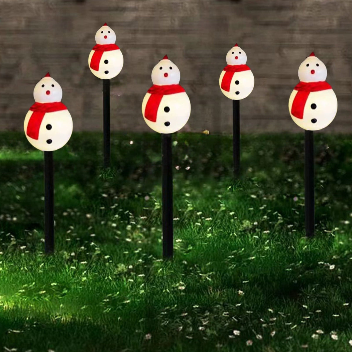 5pcs 13.7in Outdoor Christmas Lights, CXALSSY C9 LED Solar Christmas Lights near Me, IP65 Waterproof Solar Outdoor Christmas Lights for House, XMAS Snowman Decorations