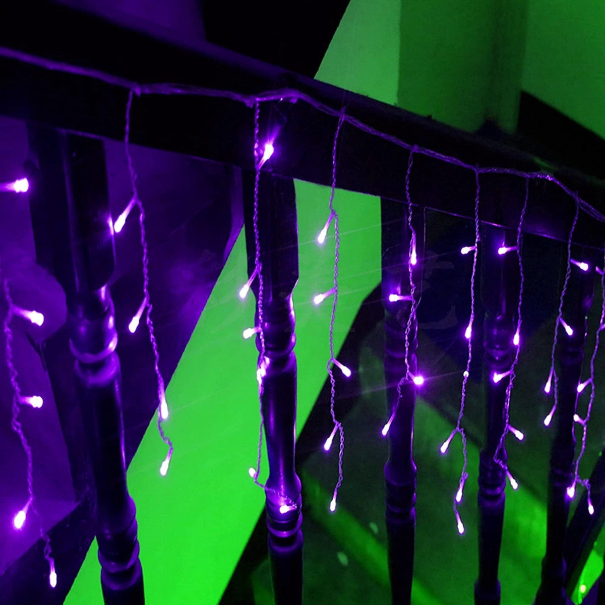 Christmas Icicle Lights Outdoor Decorations 120 LED 13ft Curtain Fairy String Light, Clear Wire LED String Light Indoor Decor for Wedding Party Christmas Holiday Decor