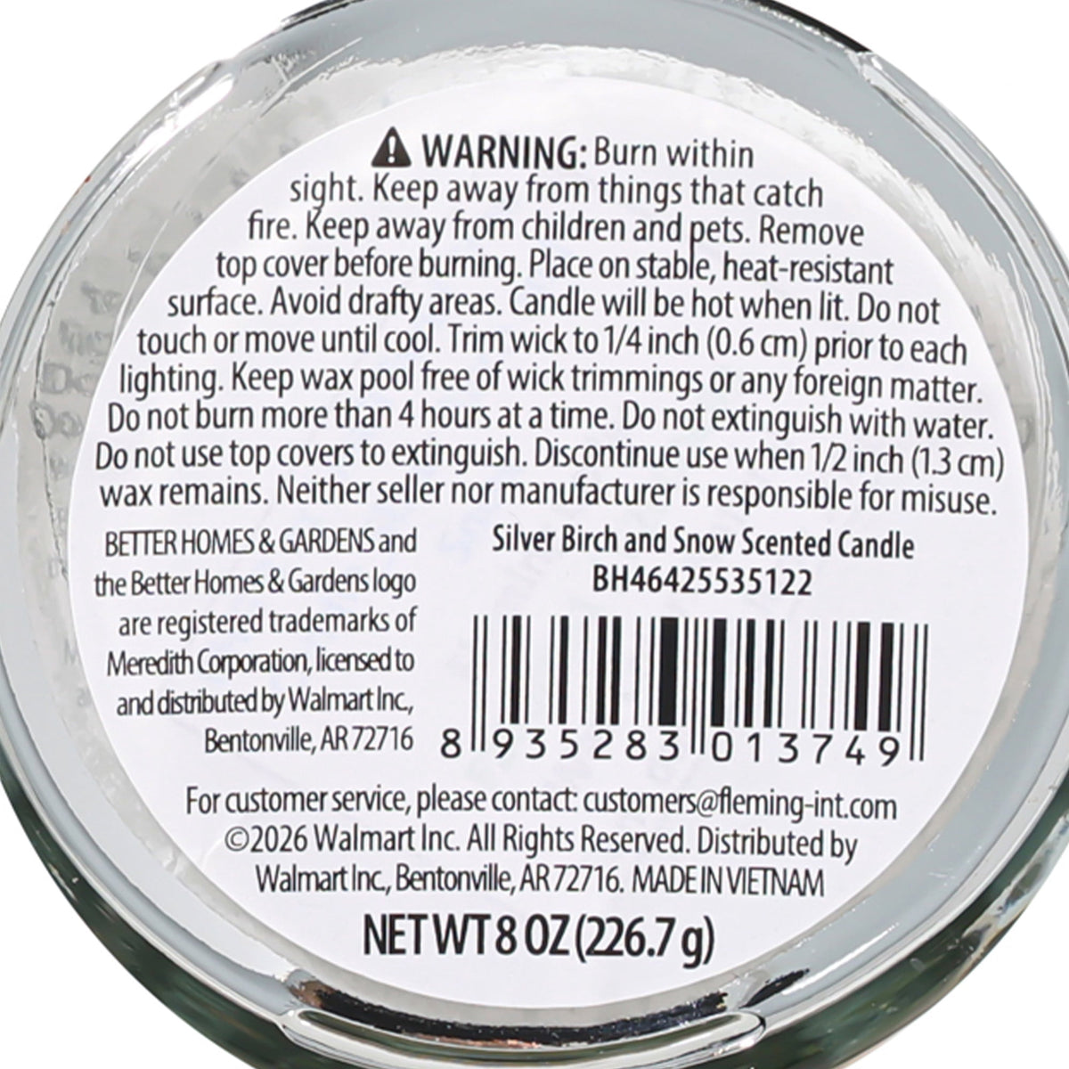 Better Homes & Gardens 1-Wick Glass Christmas Tree Candle, Silver Birch & Snow, 8 oz