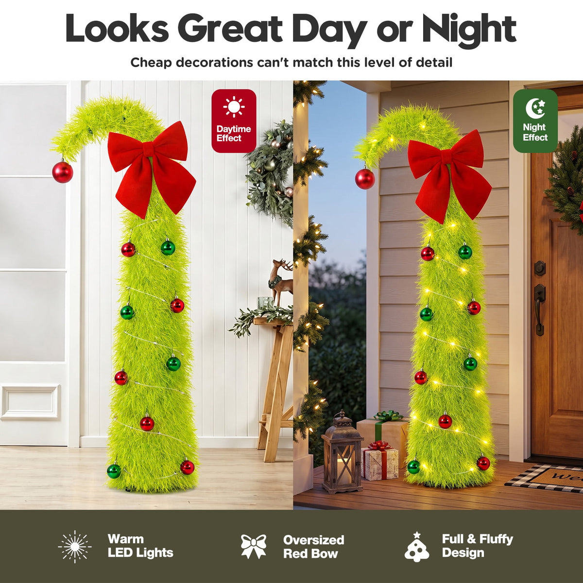 Ayieyill Christmas Tree 5FT Pencil Christmas Tree, Collapsible Pop up Tinsel Tree for Christmas Decorations Indoor, Pink
