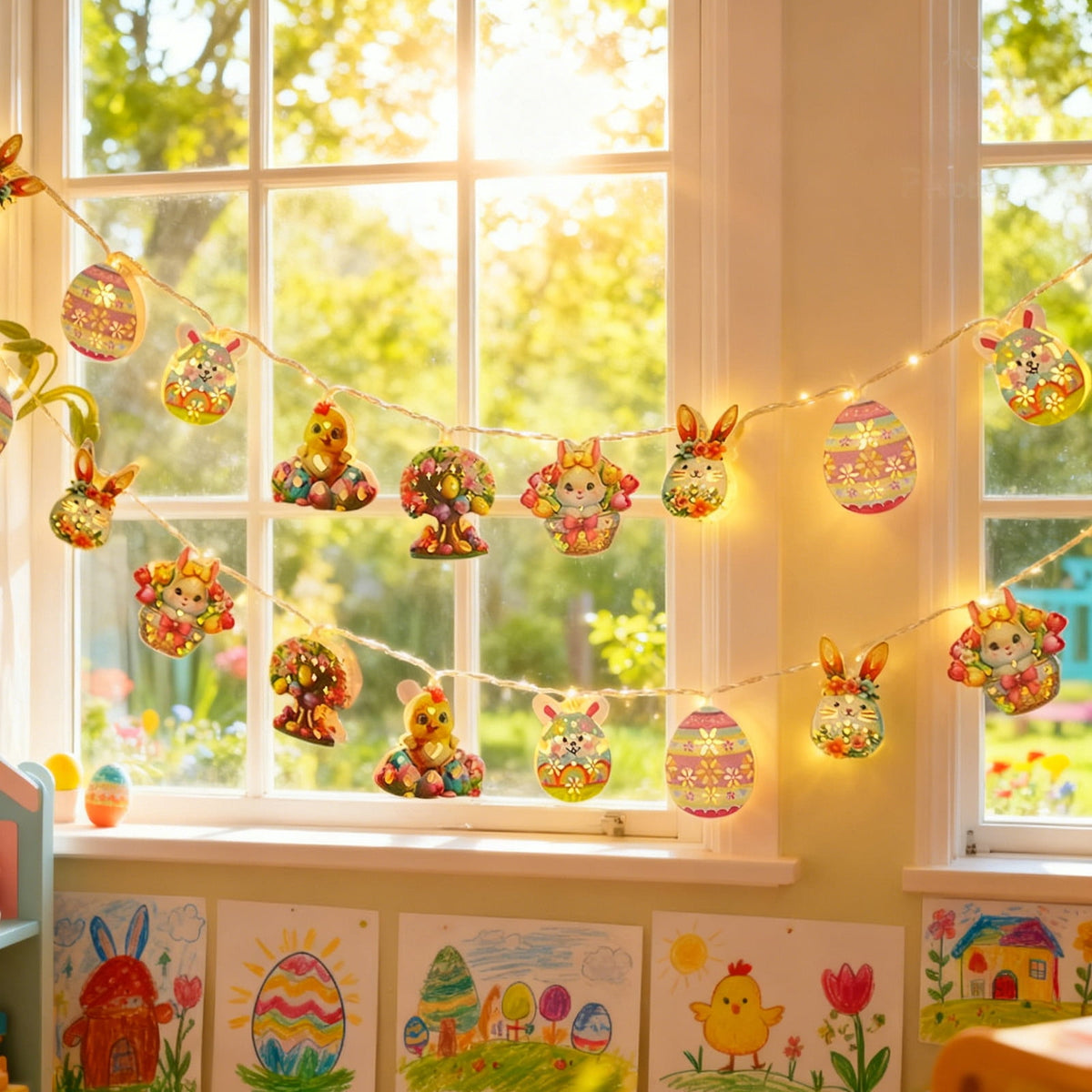 XGFHYJEH Easter Light Egg String Lights Battery Operated 15M 10LED Fairy String Lights for Easter Decor Indoor Bedroom Patio Spring Theme Party Decor