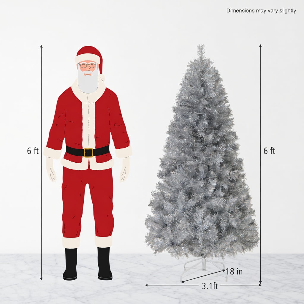 Resenkos 6-Ft Artificial Christmas Tree with Warm White LED Lighting - Silver