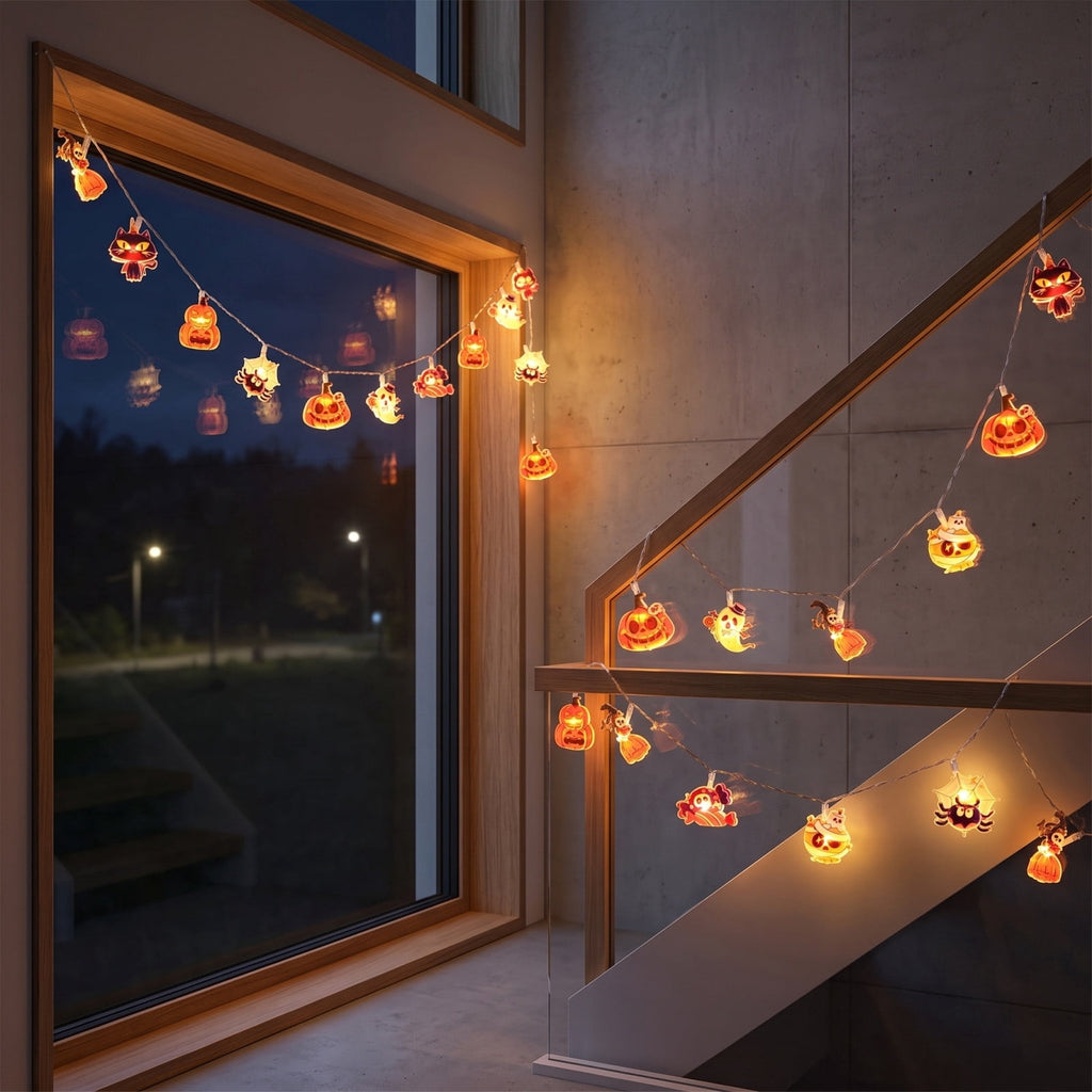 AZXY Halloween String Lights, Ghost Shaped White Halloween Lights, Indoor Outdoor Halloween Decor, Halloween Party Indoor Decor, Battery 5 FT Halloween Decorations, Stair Mantel Patio Halloween Decor