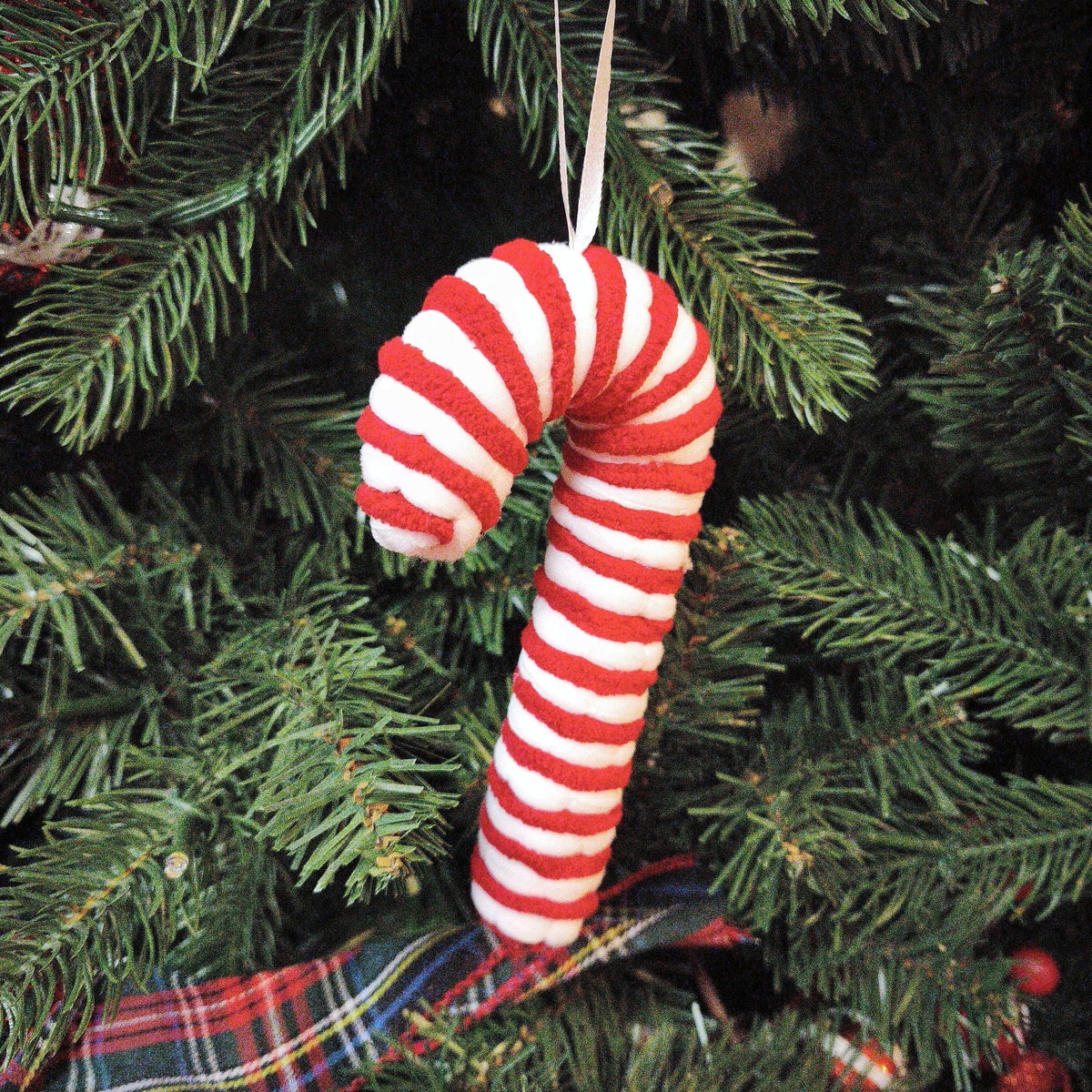 Red and White Fabric Candy Cane Christmas Ornament, 6.5", by Holiday Time