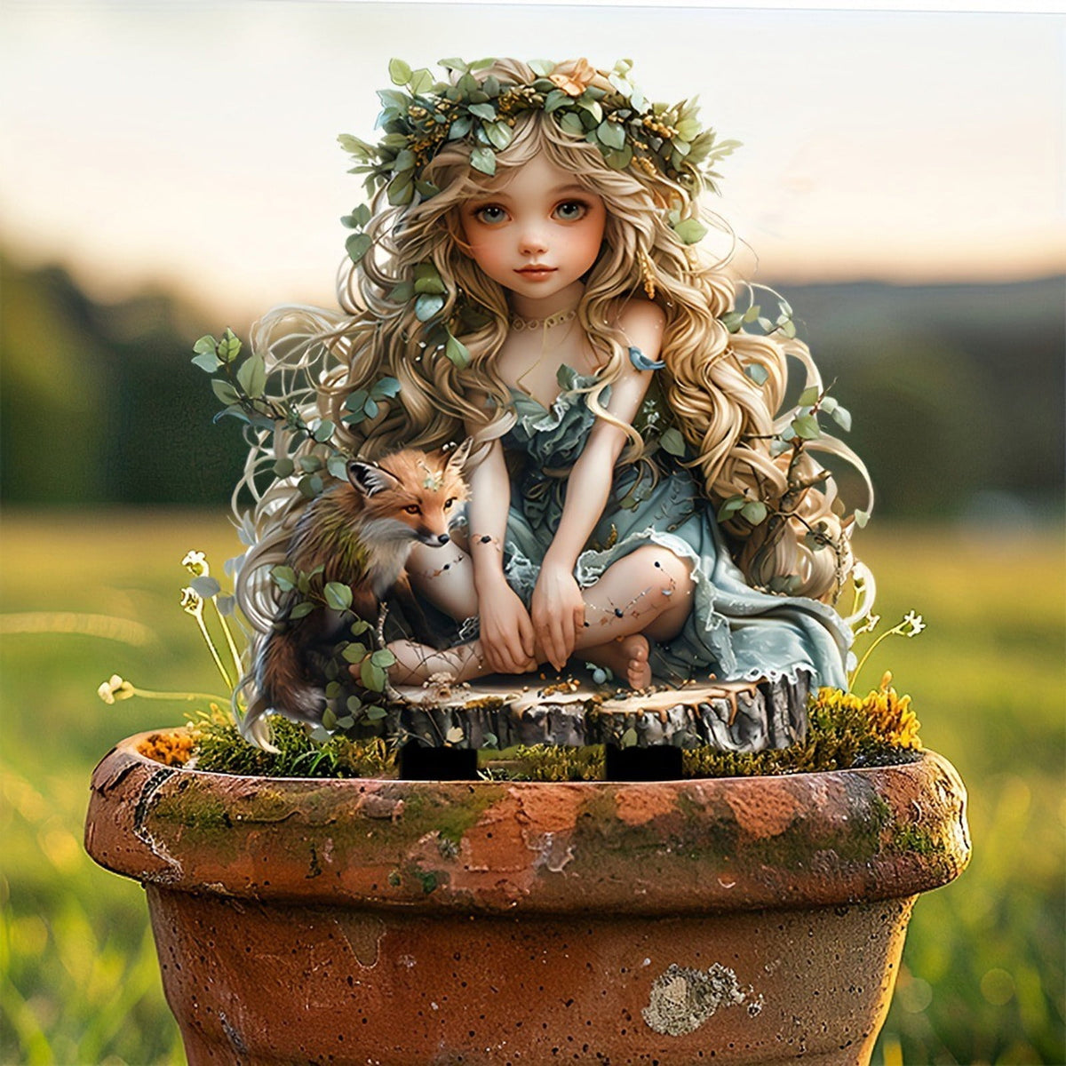 Nkmbld Clearance & Promo! Garden Ornaments, Garden Sculpture Acrylic Potted Plants and Courtyard Decorative Floor Tiles, Housewarming Ornament for Patio, Lawn, Yard, Pathway