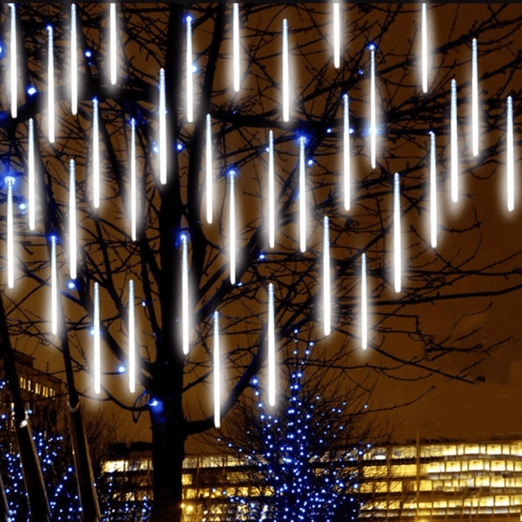 Upgraded Meteor Shower Rain Lights - 19.68 Inch, 10 Tubes, 540 LED Falling Rain Drop Christmas Light, Waterproof Cascading Lights for Holiday Party Wedding Christmas Tree Decoration (White)