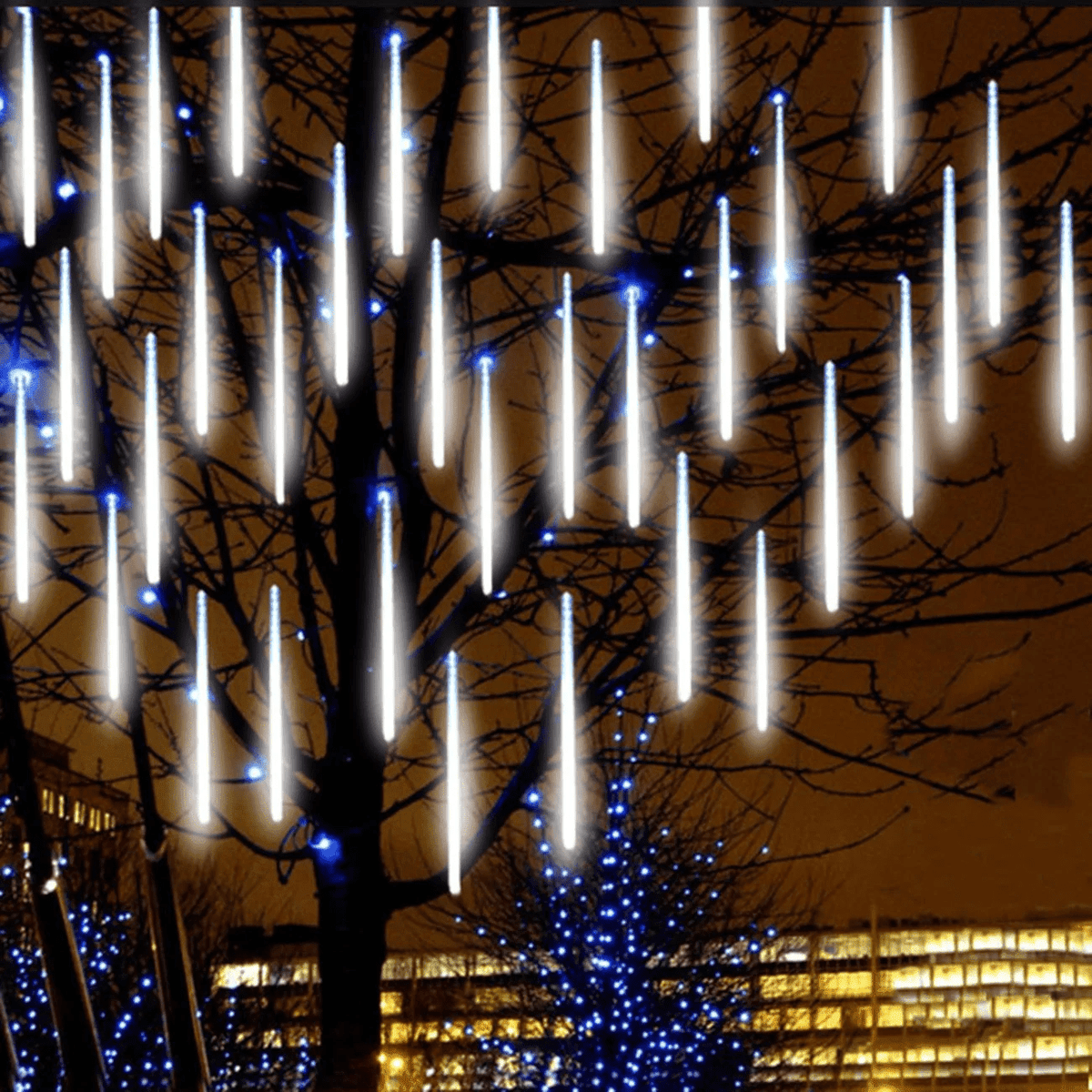 Upgraded Meteor Shower Rain Lights - 19.68 Inch, 10 Tubes, 540 LED Falling Rain Drop Christmas Light, Waterproof Cascading Lights for Holiday Party Wedding Christmas Tree Decoration (White)