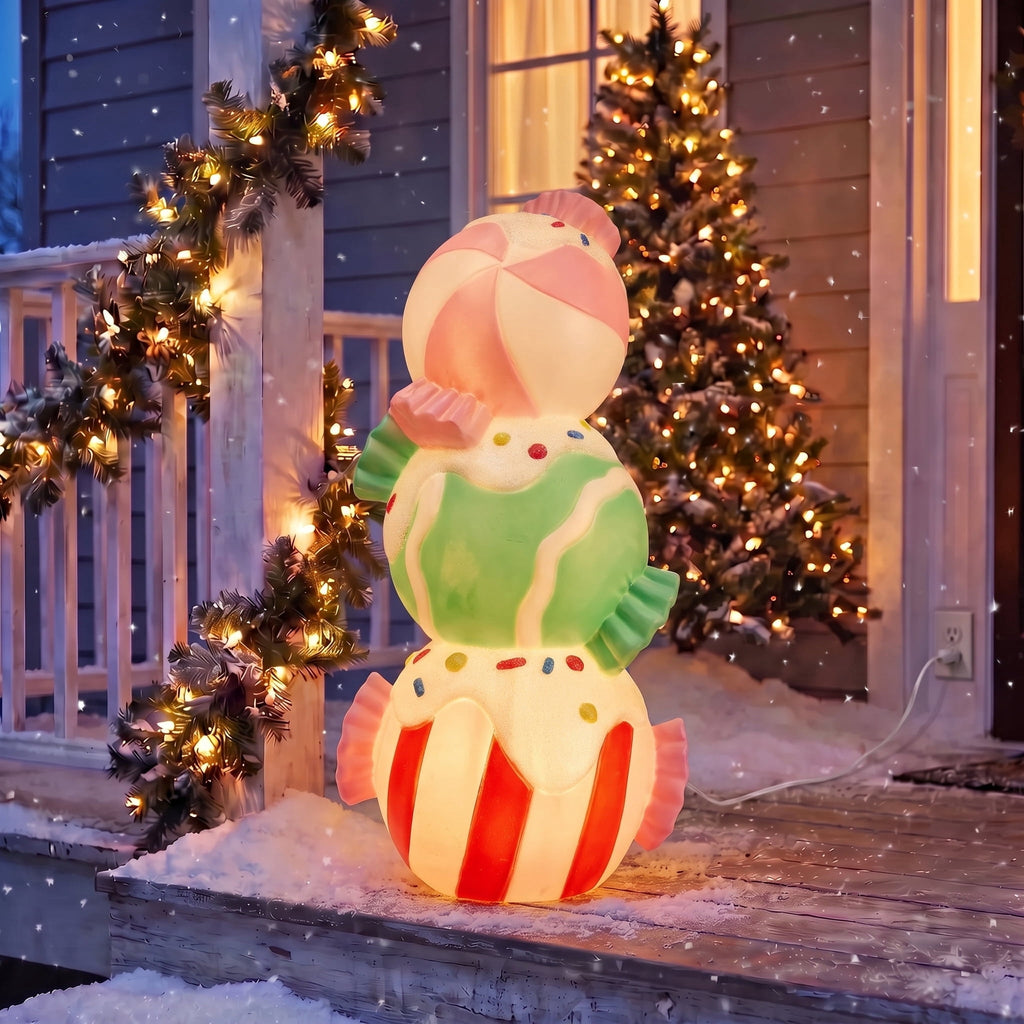 Lighted Blow Mold Stacked Candies Indoor/Outdoor Christmas Decoration, Multicolor, 28", by Holiday Time