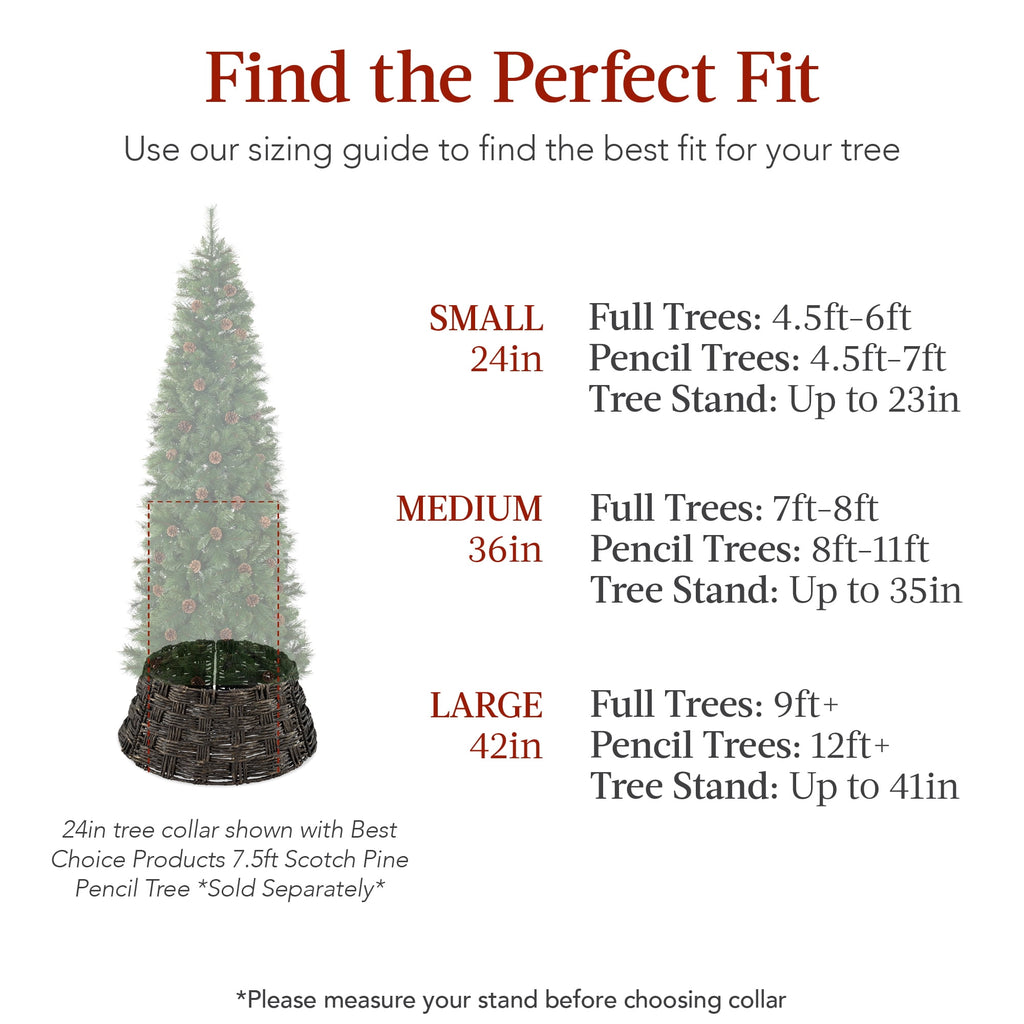 Best Choice Products 42in Basket Woven Hyacinth Christmas Tree Collar, Tree Skirt Accessory w/ Cord Cut-Out - Chestnut
