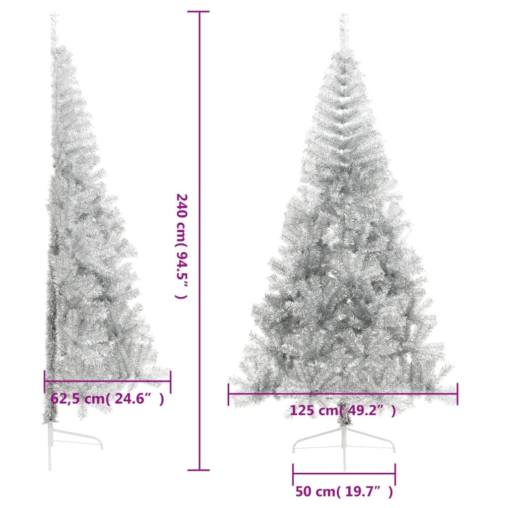 vidaXL Christmas Tree Decoration Artificial Half-Circle Tree with Stand PVC