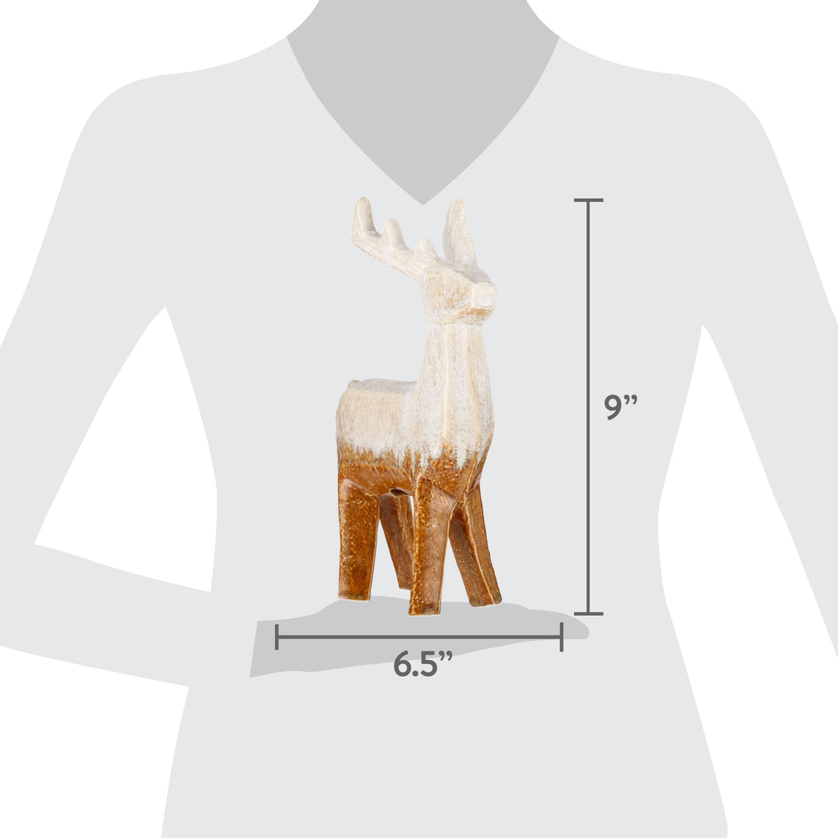 Large Ceramic Standing Deer Christmas Decoration, Cream and Brown, 9", by Holiday Time