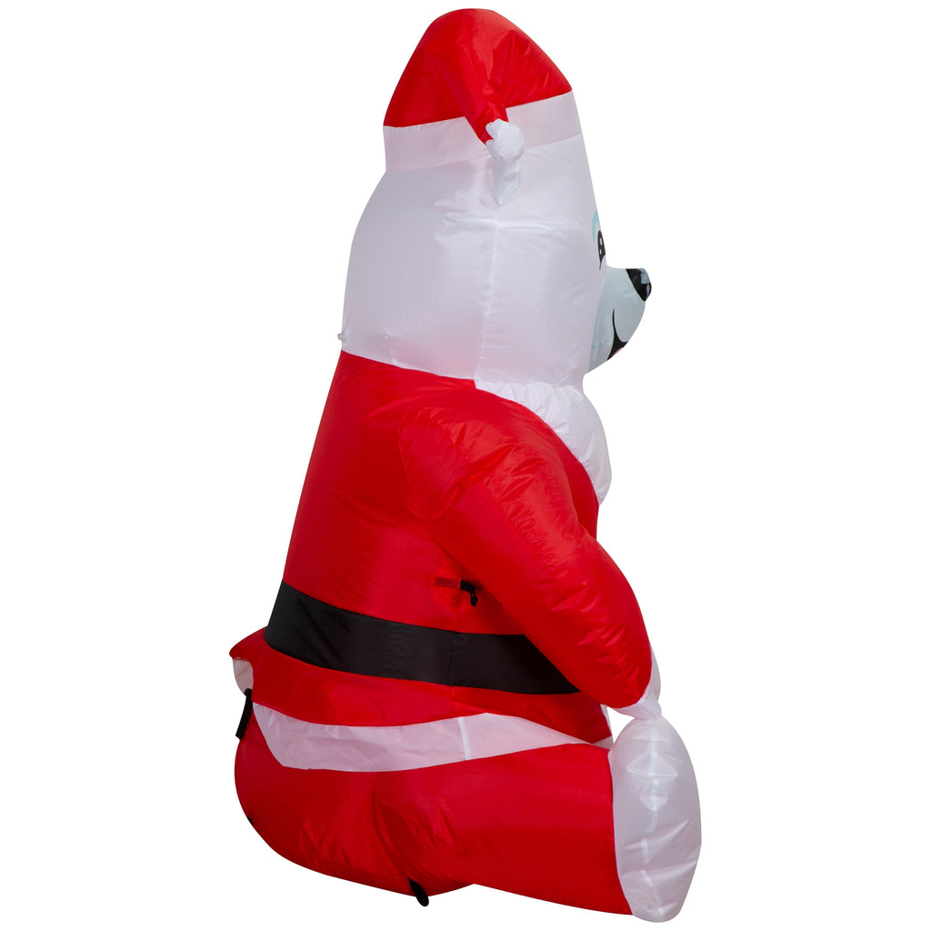 Red and White Polar Bear in Santa Suit Christmas Airblown Yard Inflatable, 3.5', by Holiday Time