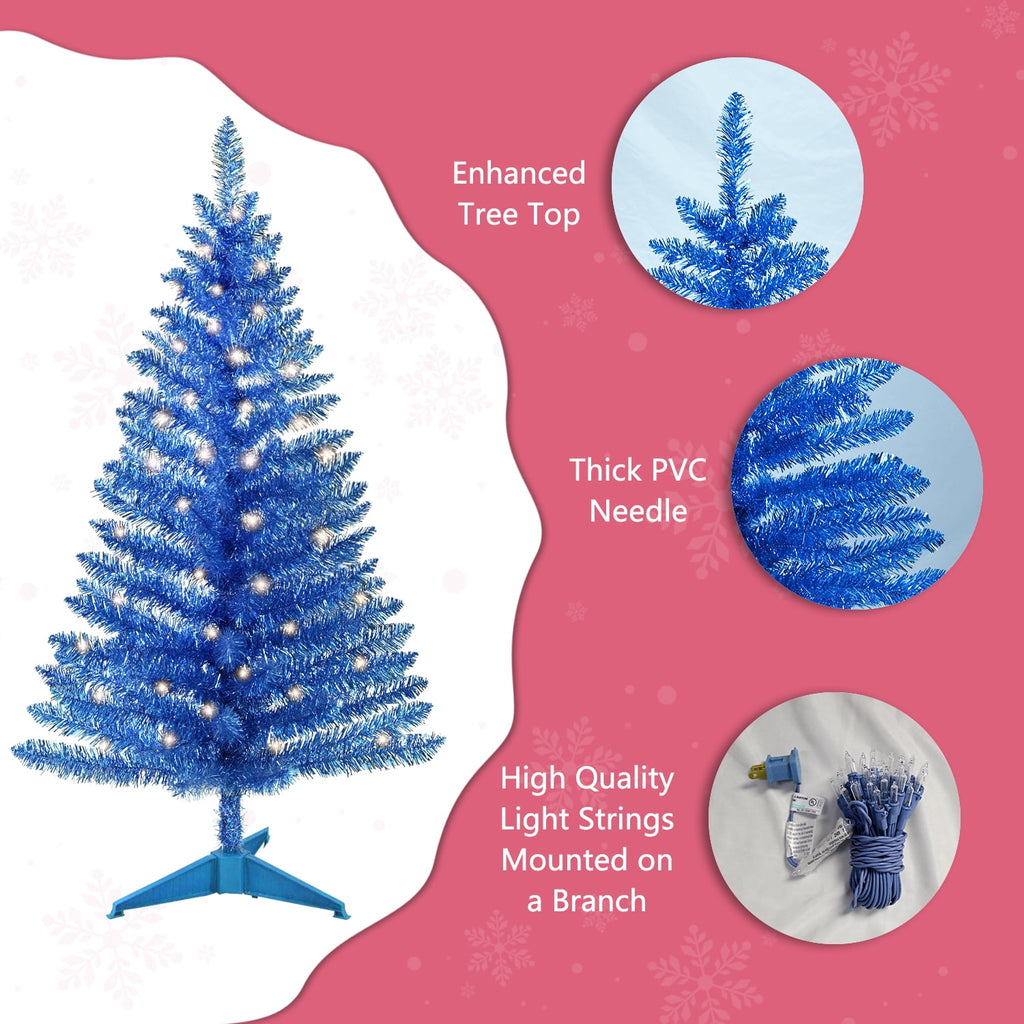 Mayhihi 4FT White Small Christmas Tree with Lights, Artificial Xmas Trees for Home Office