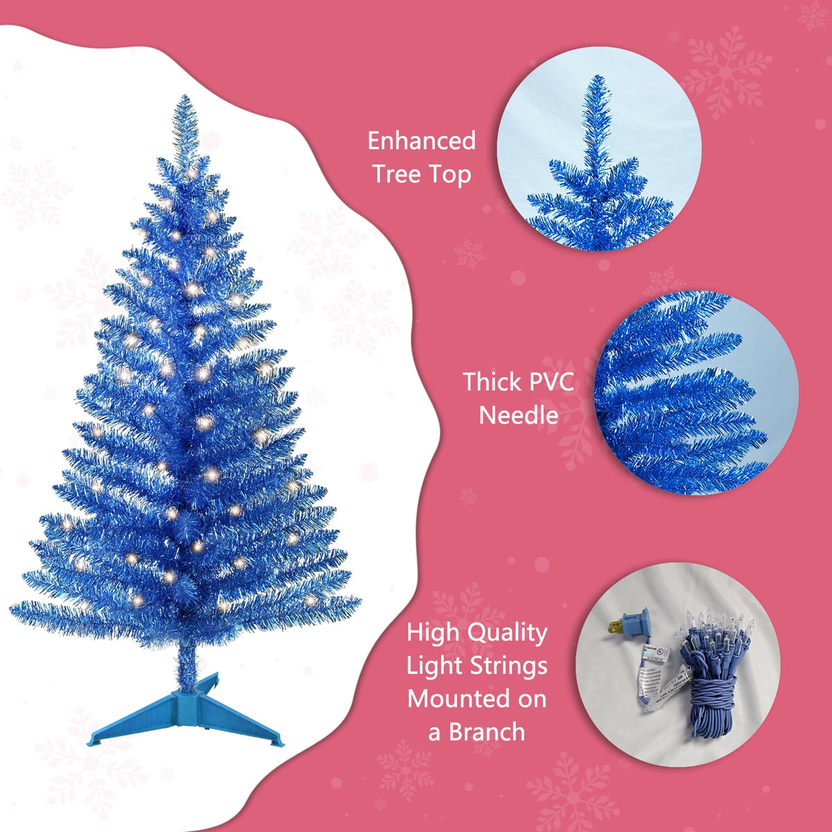 Mayhihi 4FT White Small Christmas Tree with Lights, Artificial Xmas Trees for Home Office
