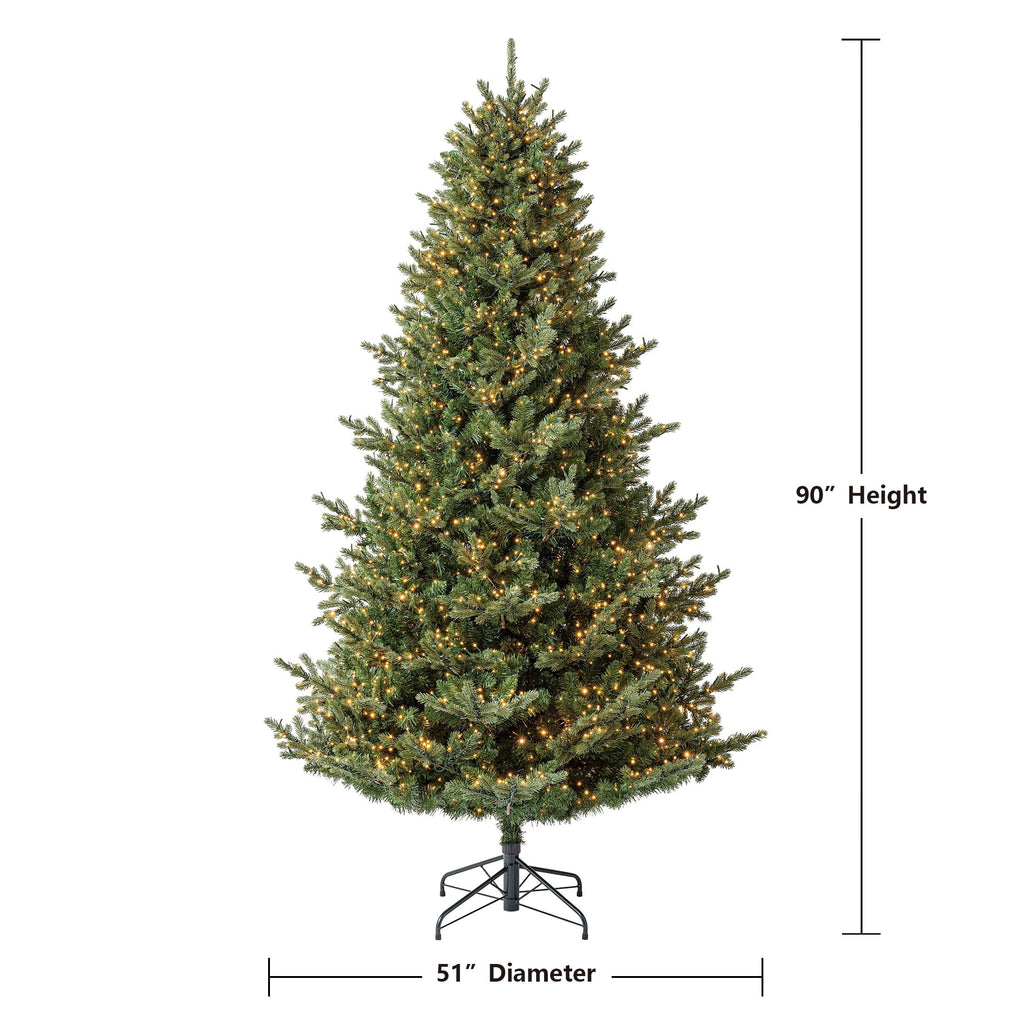 My Texas House 9' Pre-Lit Grand Spruce Green Artificial Christmas Tree with LumaDazzle Color-Changing Twinkle LED Lights, Quick Set, and Stand