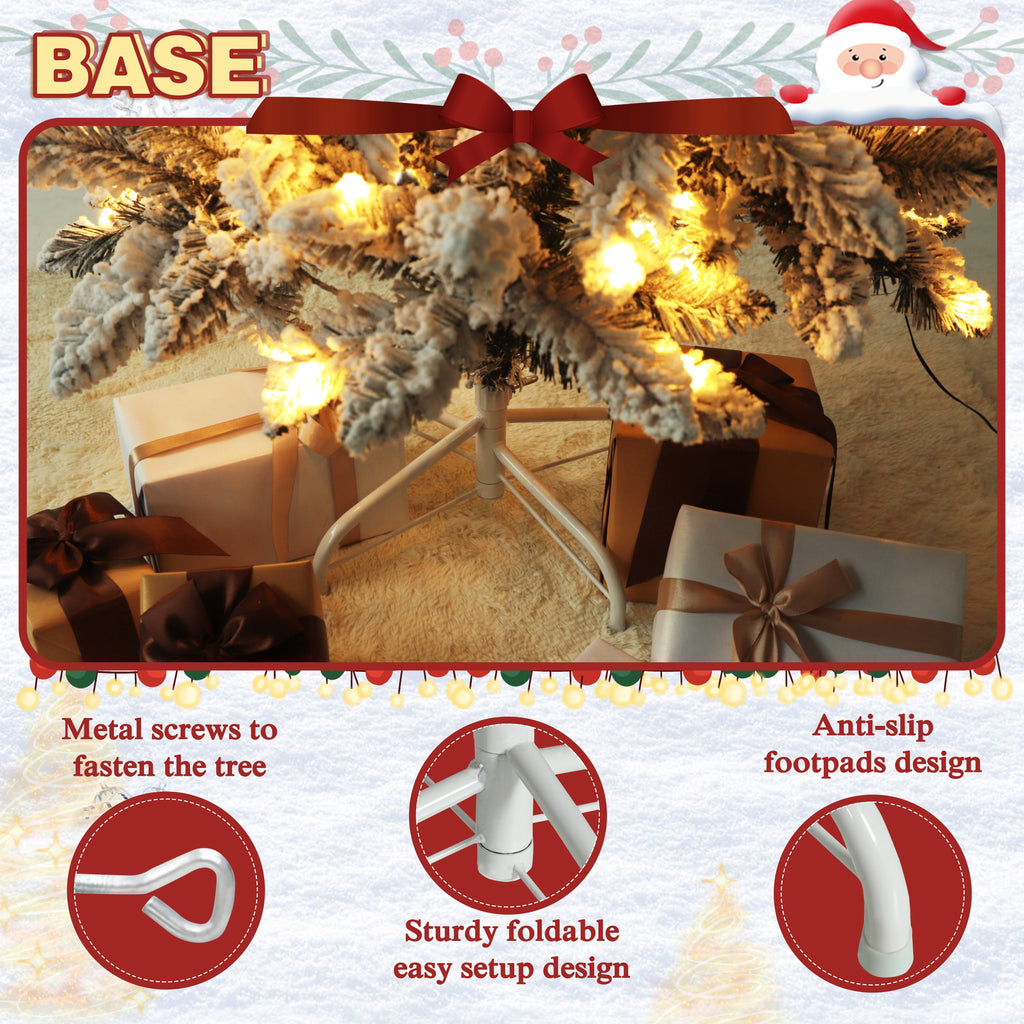 VEIKOUS 6.5ft Pre-lit Pencil Christmas Tree Slim w/250 LED Lights & Metal Stand, Green