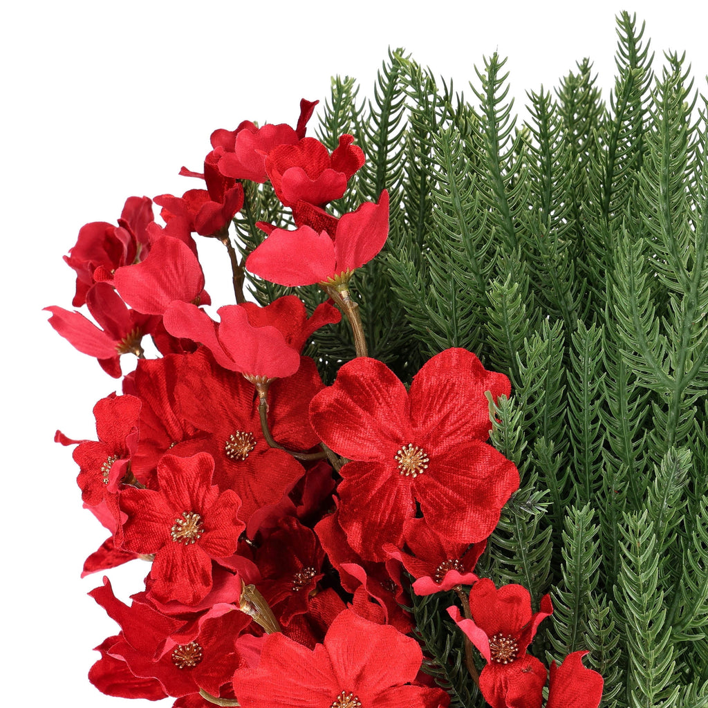 Red Dogwood Flowers and Greenery Decorative Christmas Picks, 21", by Holiday Time
