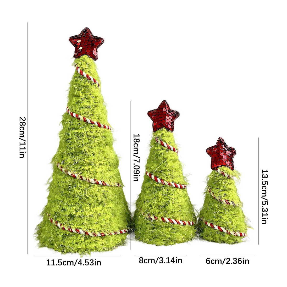 3 Pcs Lime Green Furry Christmas Tree Tabletop Yarn Christmas Decorations Mini Green Christmas Tree Centerpiece Artificial for Christmas Party Home Ornaments