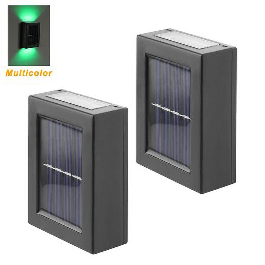 GRNSHTS Outdoor Solar 2 LED Deck Lights Path Garden Patio Pathway Stairs Step Fence Lamp (Colorful Light ,2PCS)