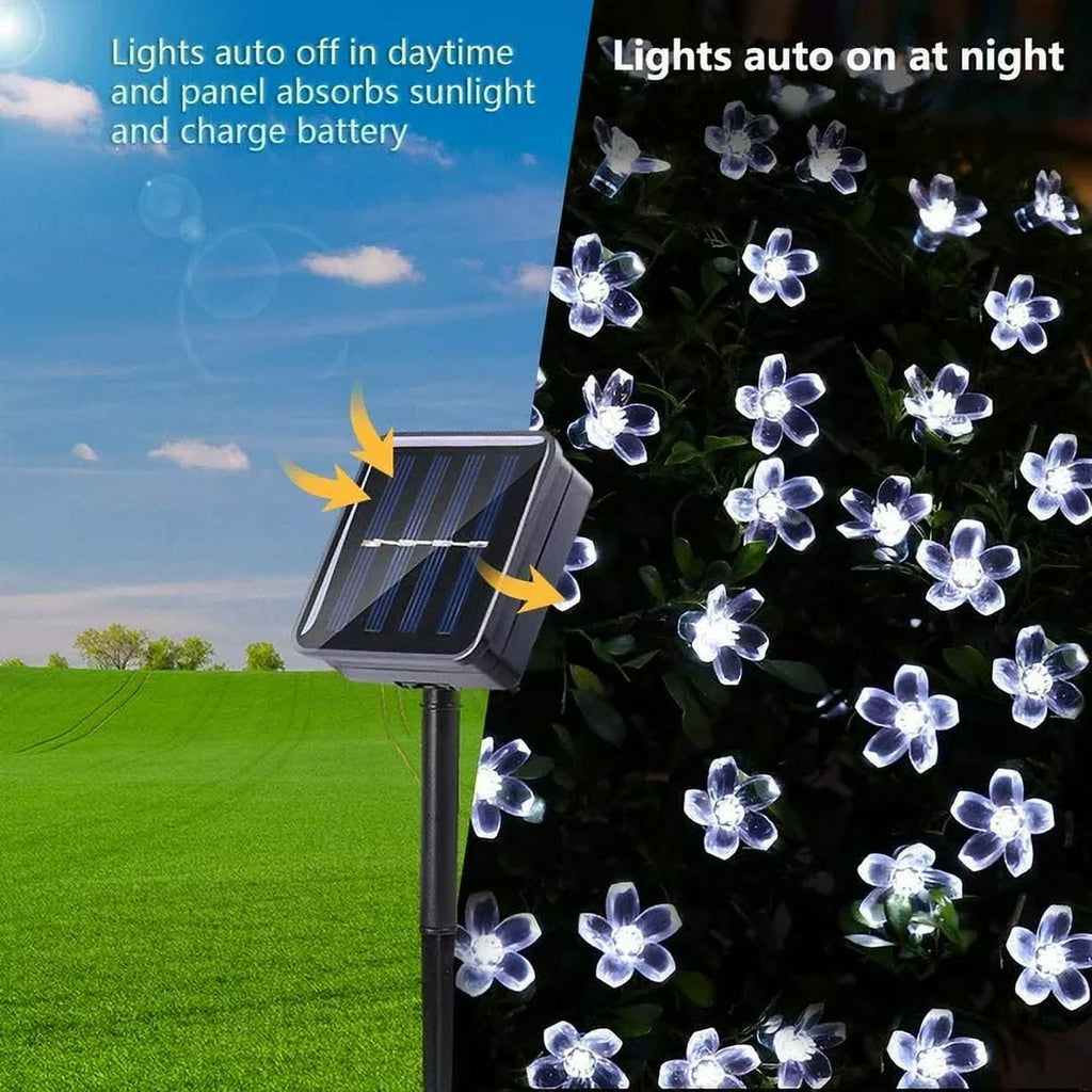 Solar Flower String Lights, Cherry Blossoms Solar Fairy Light,23ft 50 LED Outdoor Waterproof String Lights for Christmas Tree, Home, Garden, Wedding, Patio, Party Decorations(pink)
