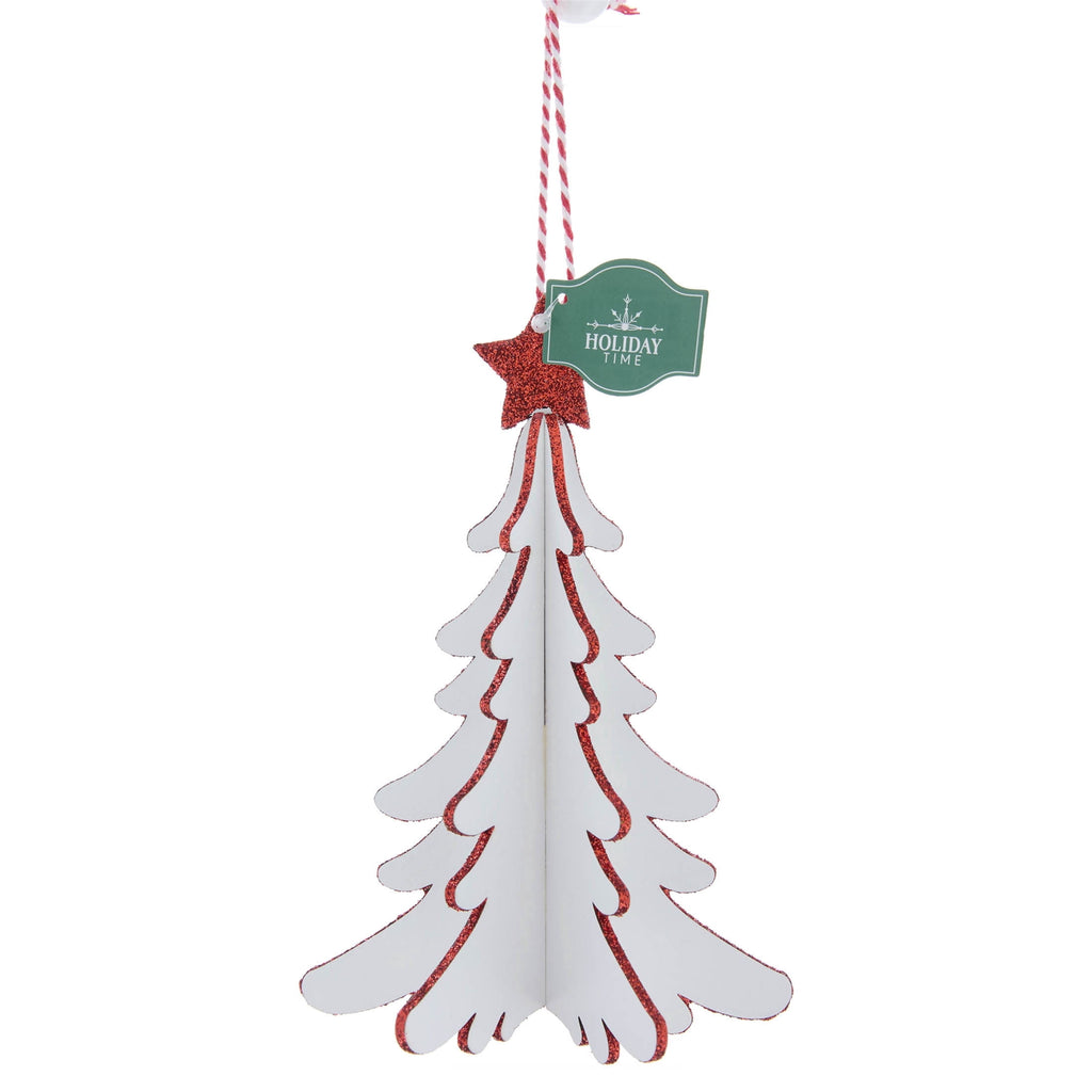 White and Red Wood Tree Christmas Ornament, 6", by Holiday Time