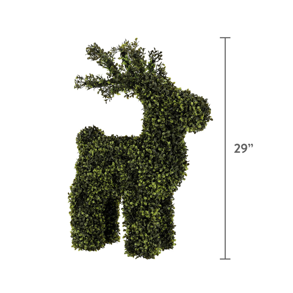My Texas House Boxwood Deer Topiary Christmas Decoration, Green, 29"