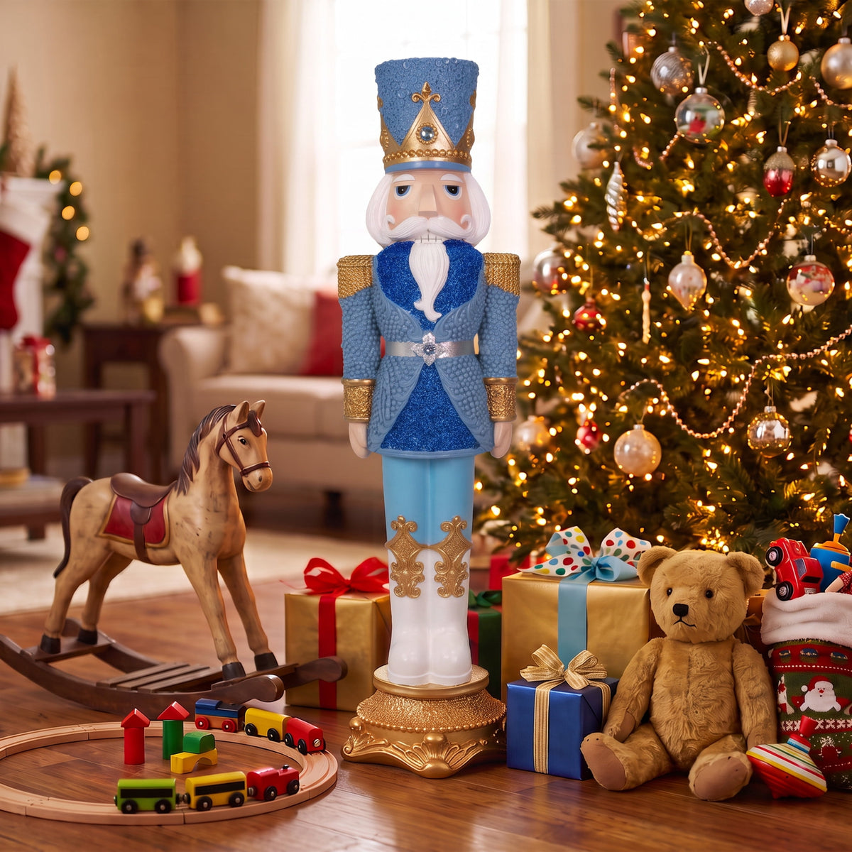 Sunnydaze Pink Polyresin Kenneth the Princely Nutcracker Christmas Statue, 37"
