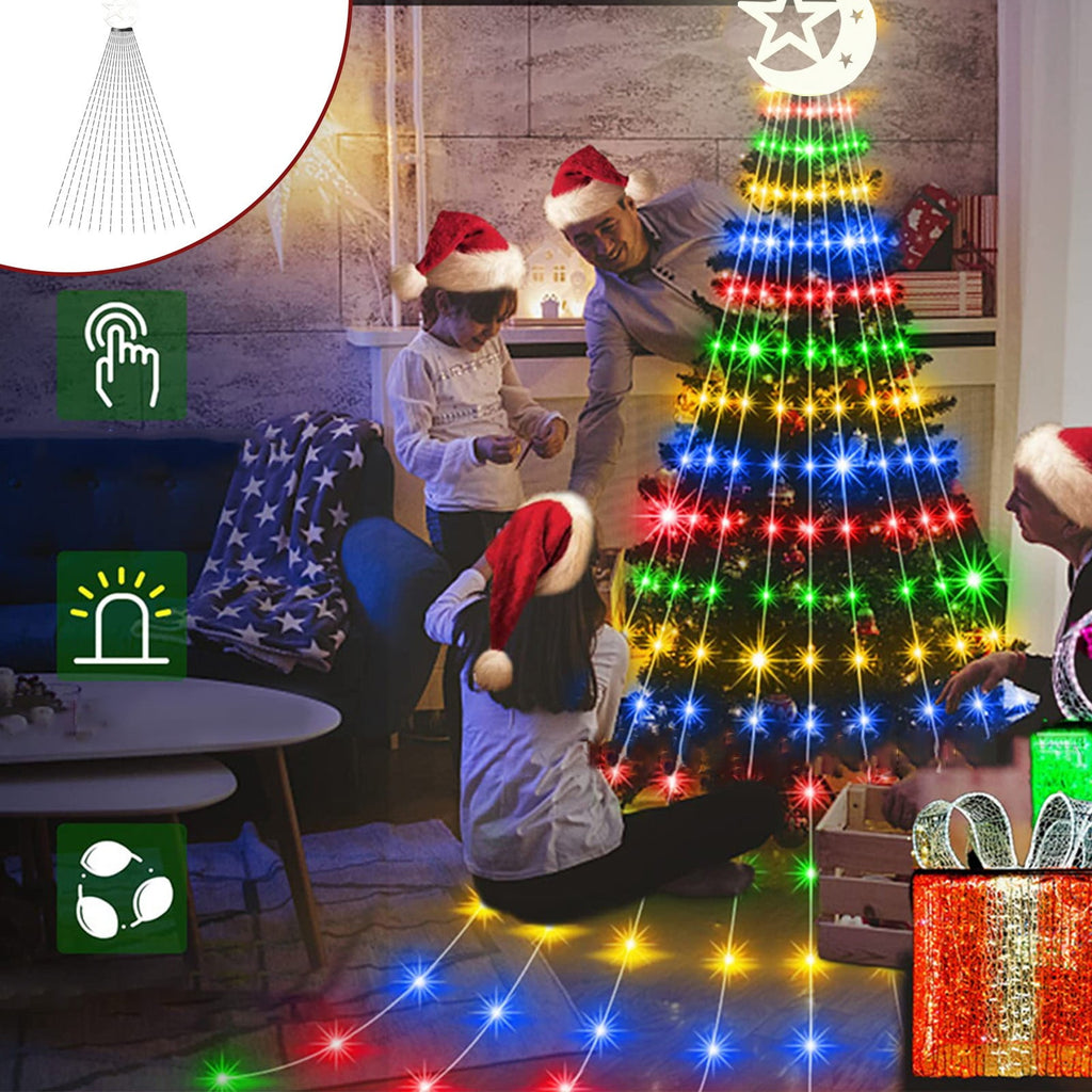 Gnmfd Solar Outdoor String Lights, Waterproof Decorative Christmas Tree Lights, Patio Porch Garden Yard Hanging Lights, Multicolor Solar Powered Holiday Party Decorations