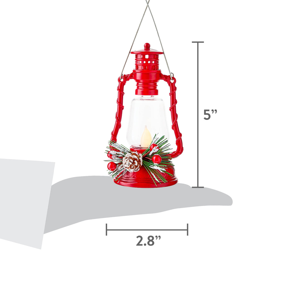 Red LED Lantern Christmas Ornament, 5", by Holiday Time