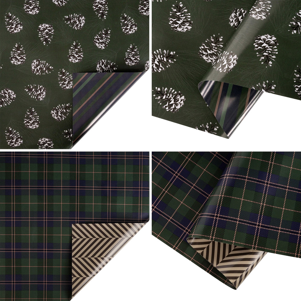 LaRibbons 30" x 33' Christmas Wrapping Paper Kraft Reversible Gift Wrap (2-pack)