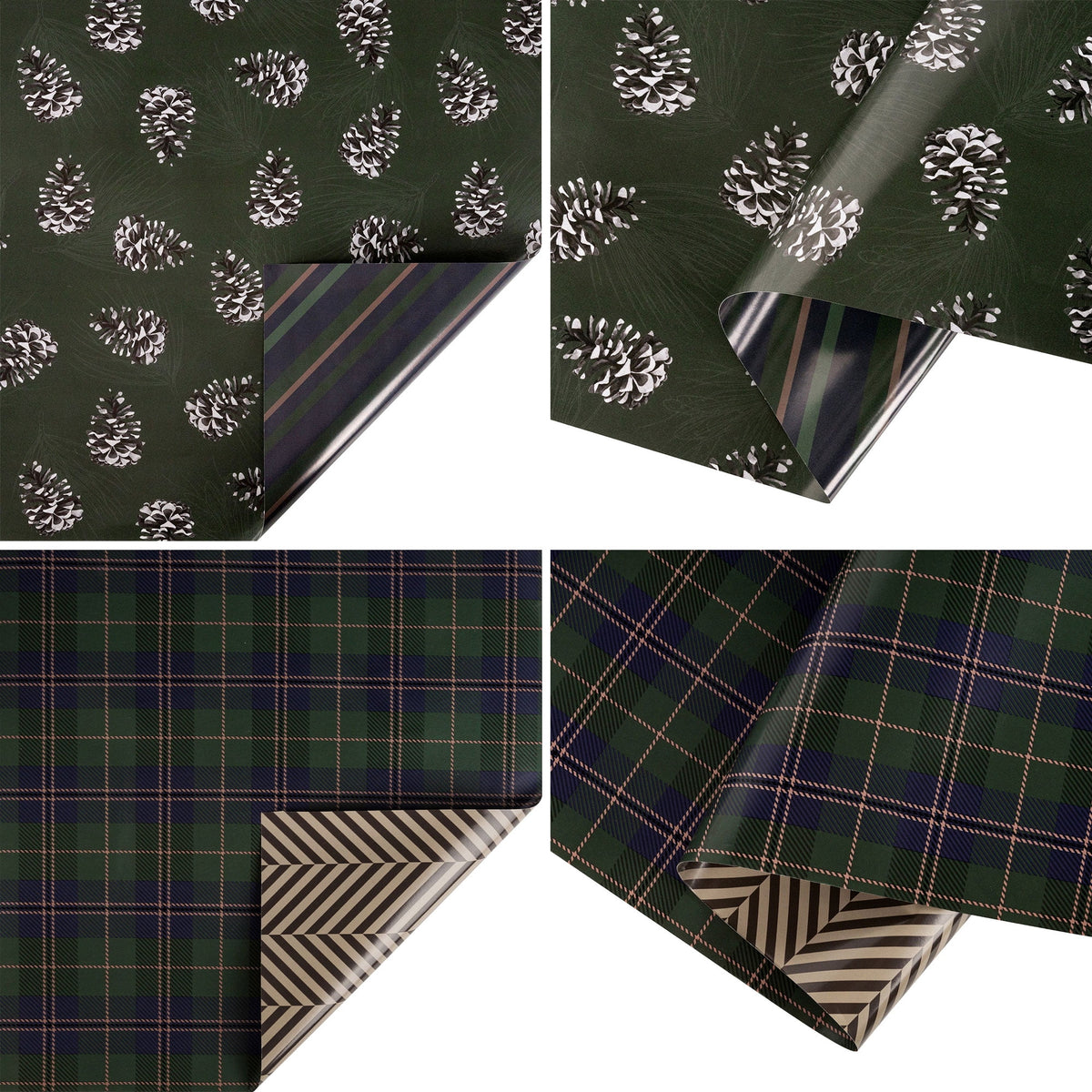 LaRibbons 30" x 33' Christmas Wrapping Paper Kraft Reversible Gift Wrap (2-pack)