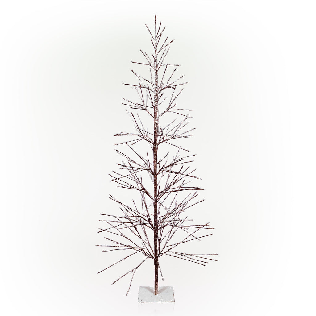Alpine Corporation 71" High Indoor/Outdoor Artificial Flocked Christmas Tree with LED Lights, Brown