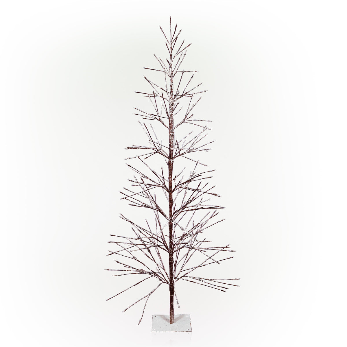 Alpine Corporation 71" High Indoor/Outdoor Artificial Flocked Christmas Tree with LED Lights, Brown