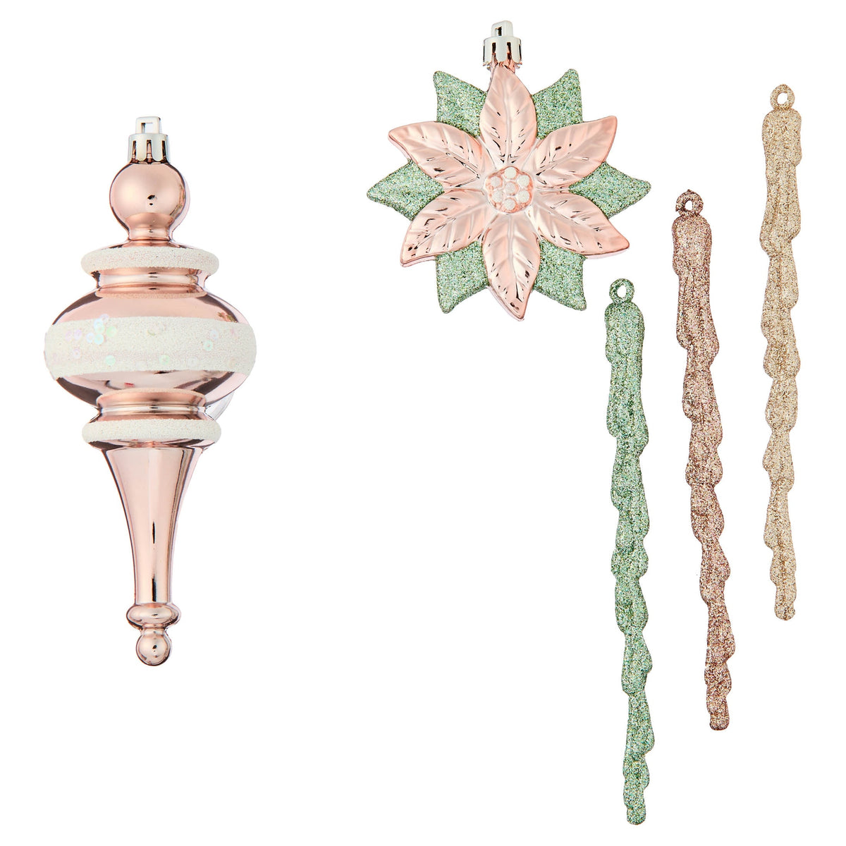 70-Count Green and Light Pink Shatterproof Christmas Ornaments, by Holiday Time