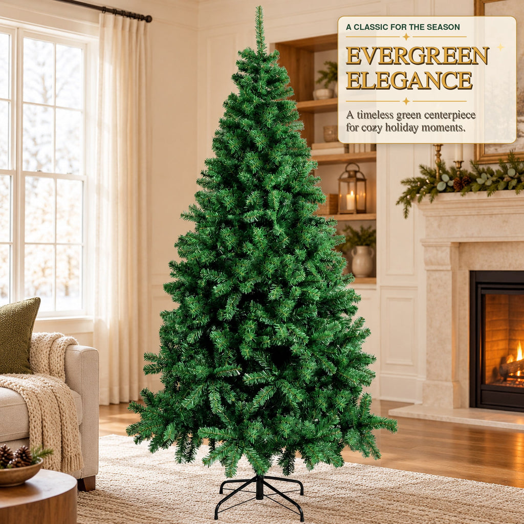 Fenbeli 6ft Artificial Christmas Tree with Metal Base, Indoor Outdoor Green