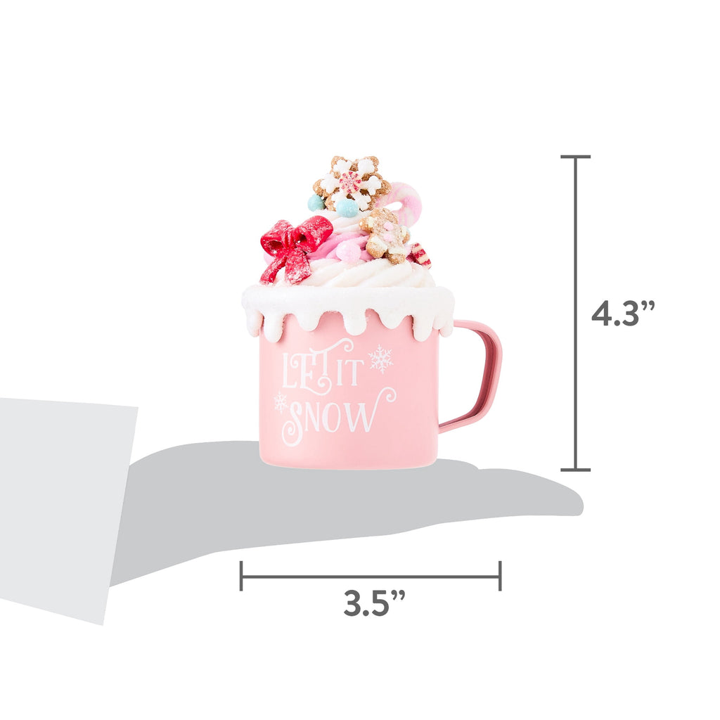 Pink and White Clay Dough Hot Cocoa Mug Christmas Ornament, 4.3", by Holiday Time